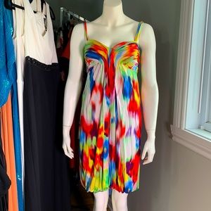 Ted Baker Multicolore Jersey Dress Strapless Bubble Cocktail Party Small Medium